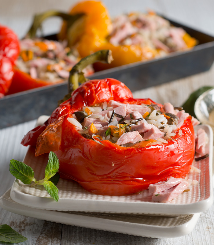 Peppers Stuffed with Wild Rice and Tuna