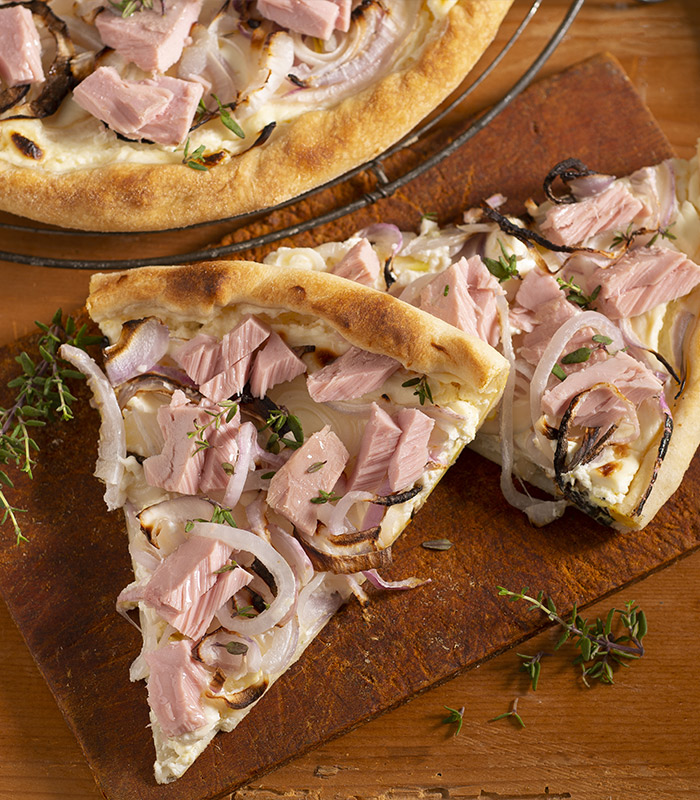 Tarte flambè or Alsatian tuna and onion tart